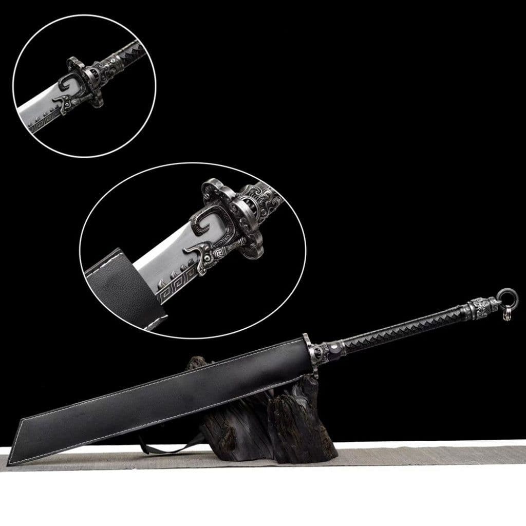 image-Authentic Sword Blade Integrally Forged Two-Handed Blade Embroidered Spring Saber Tang-Style Horizontal Saber Battle Saber Mo Saber Cold Weapon Unsharpened