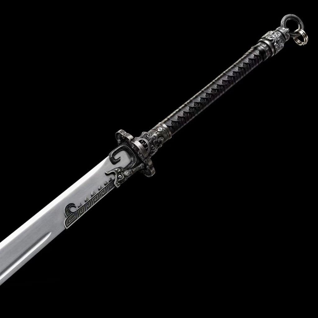 image-Authentic Sword Blade Integrally Forged Two-Handed Blade Embroidered Spring Saber Tang-Style Horizontal Saber Battle Saber Mo Saber Cold Weapon Unsharpened