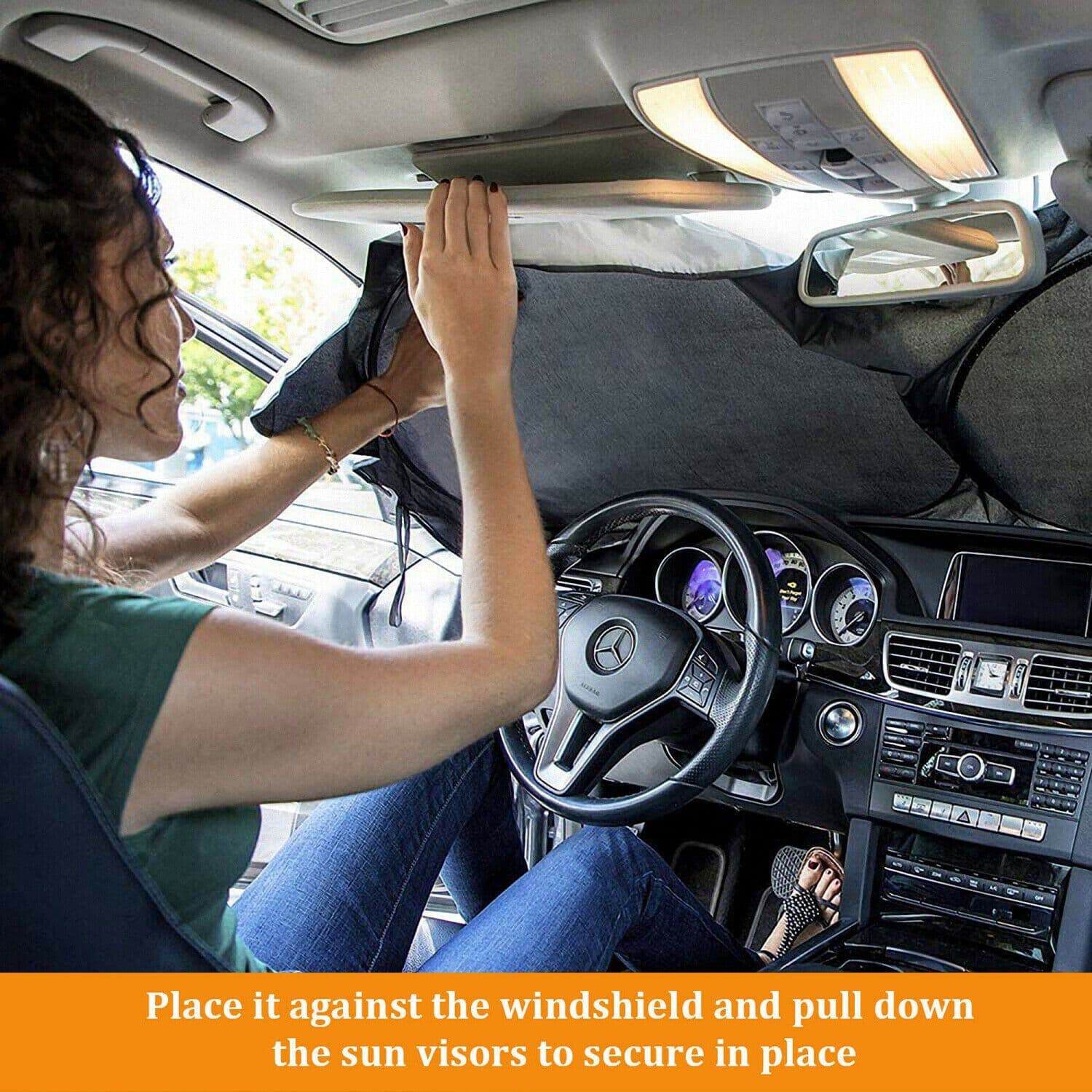 image-Foldable Car Windshield Visor Sun Protector Cover Front Rear Sun Block Window Sun Shade Auto Sunshade With Suction Cup For Blocking UV Ray And Keeping Cooling