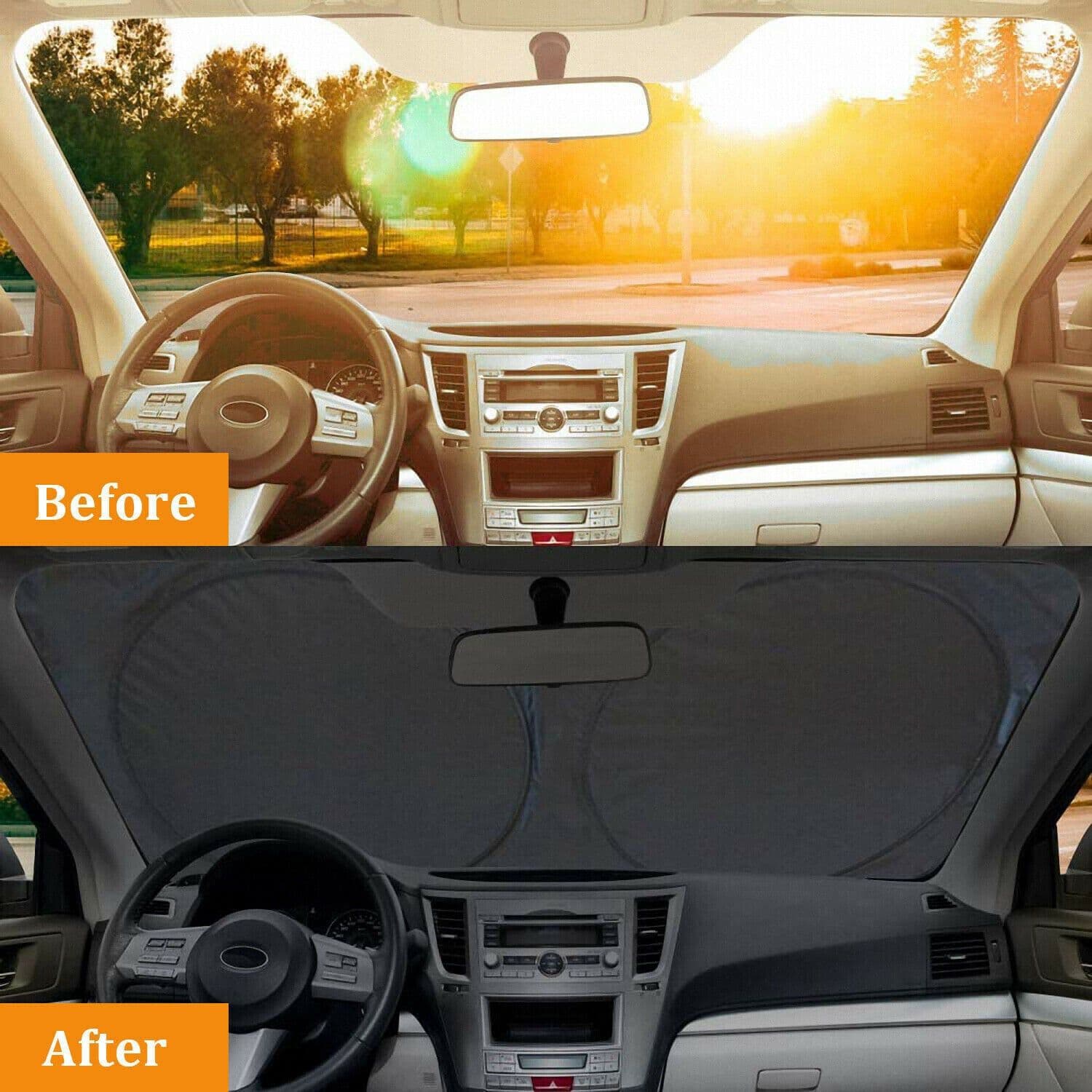 image-Foldable Car Windshield Visor Sun Protector Cover Front Rear Sun Block Window Sun Shade Auto Sunshade With Suction Cup For Blocking UV Ray And Keeping Cooling