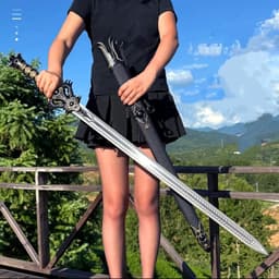 image-Black Mofeng Sword From Longquan City One-piece High Manganese Steel Collectible Cold Weapon Unsharpened Not For Self-Defense