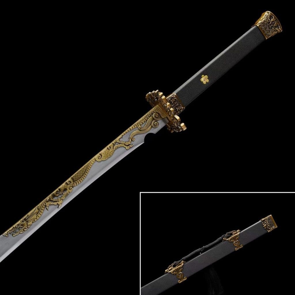 image-Tang Heng Dao & Xiu Chun Dao Integrated Manganese Steel Swords, Unsharpened For Decoration Not For Actual Combat