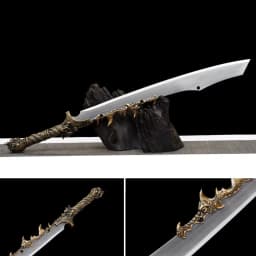 image-Integrated Blades Flaming Frenzy Saber, Dragon Slaying Saber, Long Style Ox Tail Saber High Manganese Steel Unsharpened Cold Weapon Crafts
