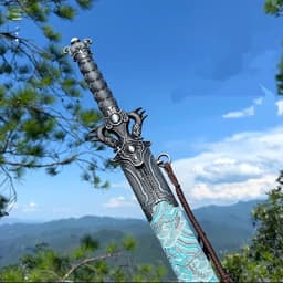 image-Blue Xingyuan Sword From Longquan City One-piece High Manganese Steel Collectible Cold Weapon Unsharpened Not For Self-Defense