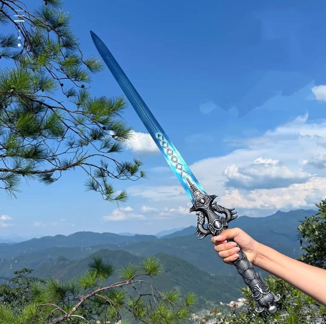 image-Blue Xingyuan Sword From Longquan City One-piece High Manganese Steel Collectible Cold Weapon Unsharpened Not For Self-Defense