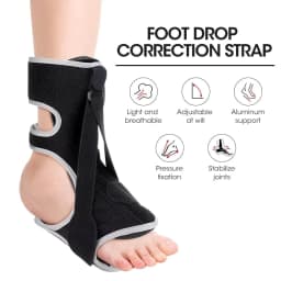 image-Adjustable Foot Drop Steel Plate Support, Ankle Anti-Sprain Fixed Brace, Correction Belt, Foot Drop Orthosis