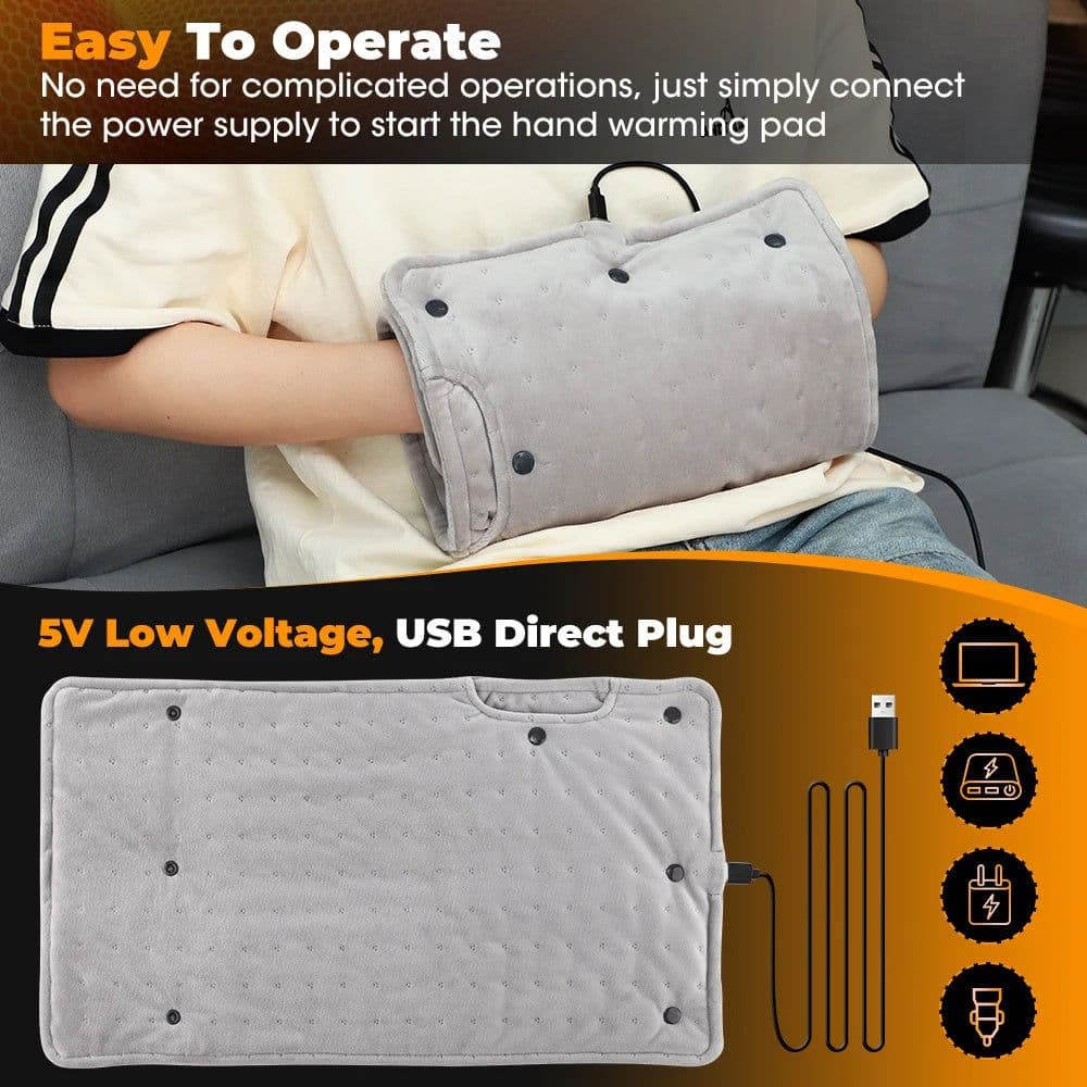 image-Electric Heating Pad Hand Warmer Heating Muff For Hands USB Plug In Muff Heated Hand Warmer Electric Winter Autumn Keeps Hands Warm Portable Warm Winter Hand Heater For Home Room Warming Blanket