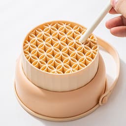 image-Makeup Brush Cleaning Bowl Beauty Egg Cleaning Tool Storage Set Brush Powder Puff Dry Cleaning Silicone Drying Shelf