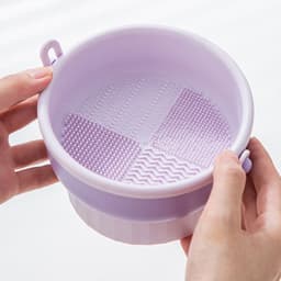 image-Makeup Brush Cleaning Bowl Beauty Egg Cleaning Tool Storage Set Brush Powder Puff Dry Cleaning Silicone Drying Shelf
