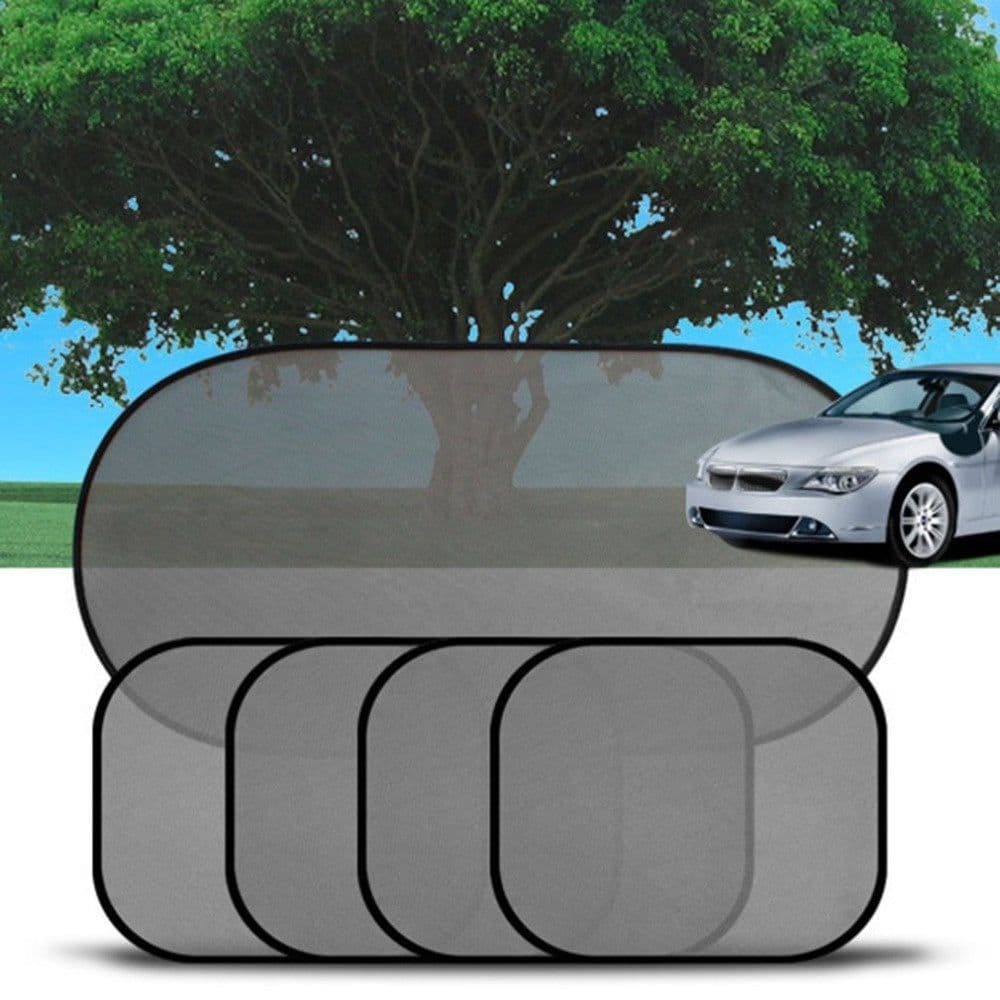 image-Side Window Sunshade Sock Screen Shade Pack Of 5 Block Sun Rays To Keep Car Interior Cool And Comfortable Elasticized Universal Fit Mesh Sun Shade For Car, Truck, SUV, Van