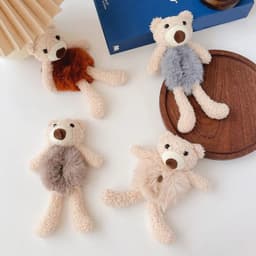 image-Girls Lovely Scrunchies Cute Bear Hair Band Rabbit Fur Hair Rope Soft Warm Rubber Band Pretty Hair Accessories