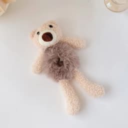 image-Girls Lovely Scrunchies Cute Bear Hair Band Rabbit Fur Hair Rope Soft Warm Rubber Band Pretty Hair Accessories