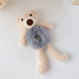 image-Girls Lovely Scrunchies Cute Bear Hair Band Rabbit Fur Hair Rope Soft Warm Rubber Band Pretty Hair Accessories