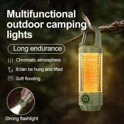 image-Multi Functional Camping Light Outdoor LED Night Riding Light Rechargeable Flashlight Night Light Waterproof Travel Light