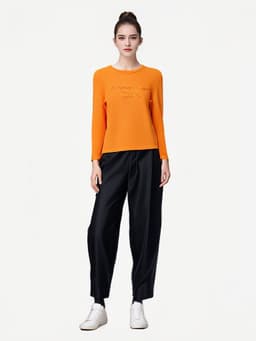 image-100 Cashmere Women's Round Neck Long Sleeve Pullover