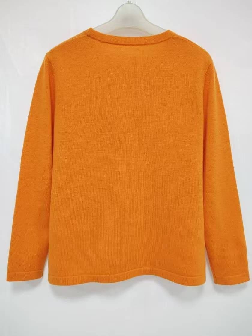 image-100 Cashmere Women's Round Neck Long Sleeve Pullover