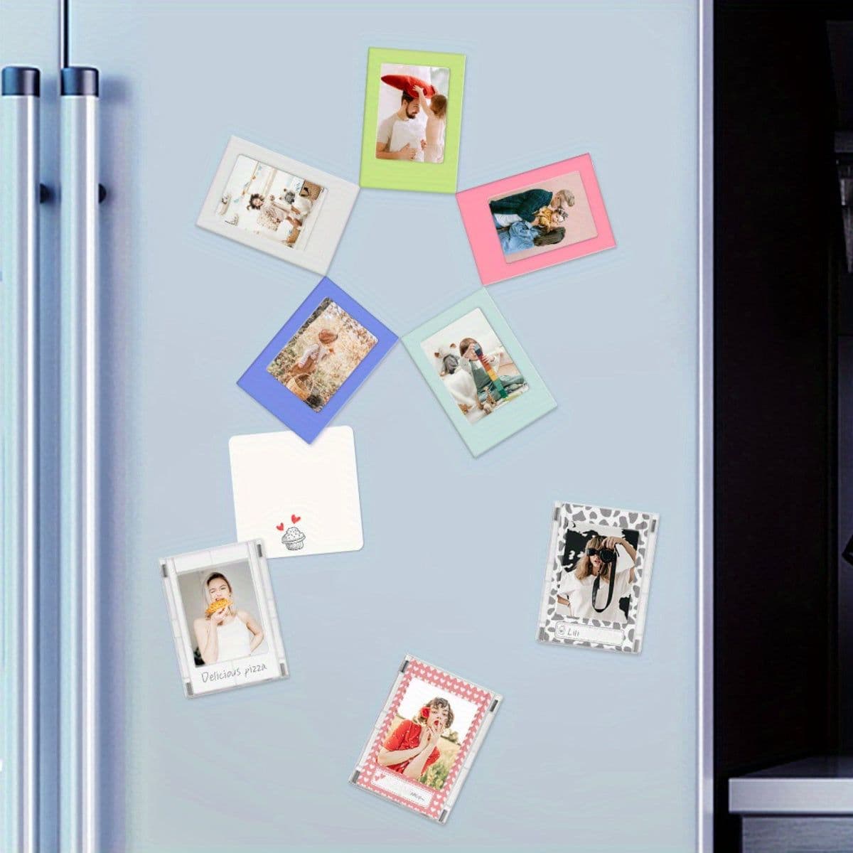 image-Creative Magnetic Small Photo Frame, DIY Magnetic Sheet Versatile Combination Display Frame Magnetic Picture Frame Mini Picture Frames Set For Refrigerator Wallet Size Picture Frames