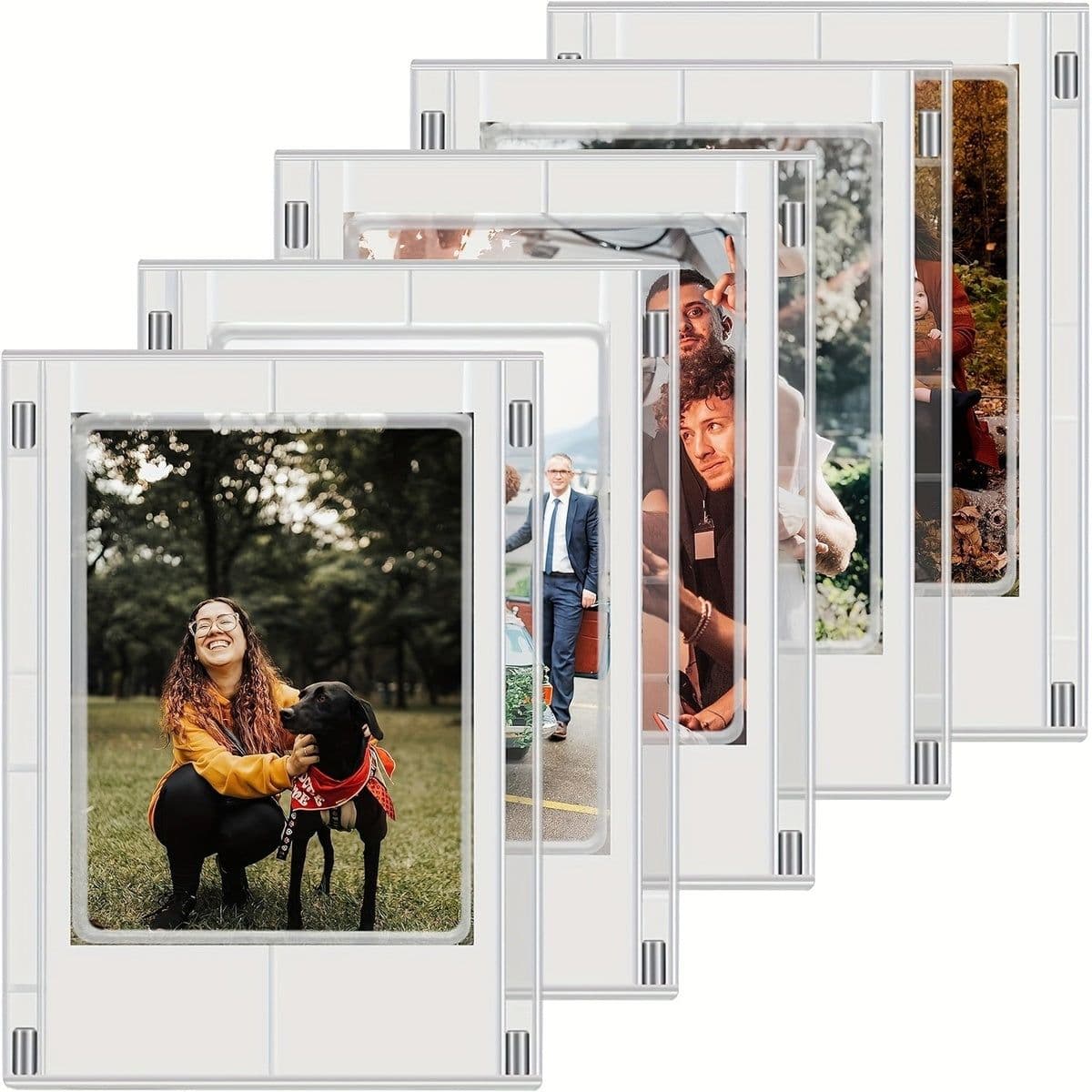 image-Creative Magnetic Small Photo Frame, DIY Magnetic Sheet Versatile Combination Display Frame Magnetic Picture Frame Mini Picture Frames Set For Refrigerator Wallet Size Picture Frames