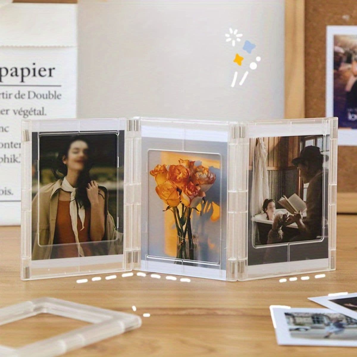 image-Creative Magnetic Small Photo Frame, DIY Magnetic Sheet Versatile Combination Display Frame Magnetic Picture Frame Mini Picture Frames Set For Refrigerator Wallet Size Picture Frames