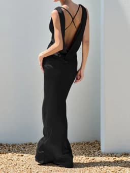 image-Deep Drape Neck Gown Dresses