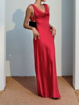 image-Deep Drape Neck Gown Dresses