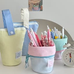 image-Foldable Standing Pencil Pen Case With Compartments Large Capacity Pencil Pouch Bag School Aesthetic Supplies For Girls Boys Adults