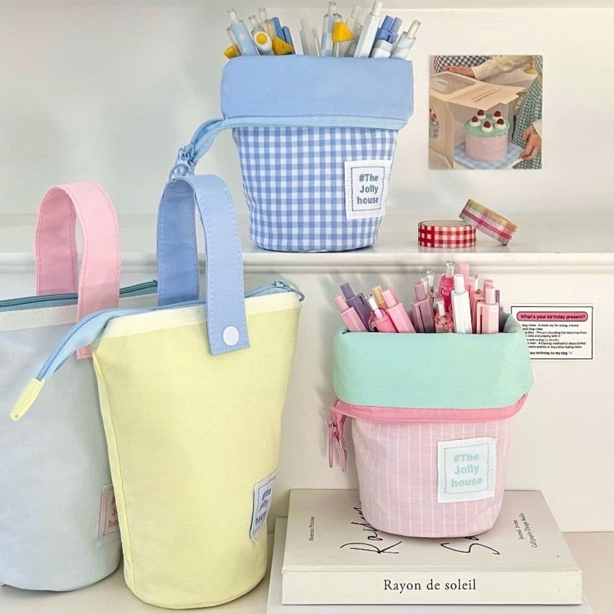 image-Foldable Standing Pencil Pen Case With Compartments Large Capacity Pencil Pouch Bag School Aesthetic Supplies For Girls Boys Adults