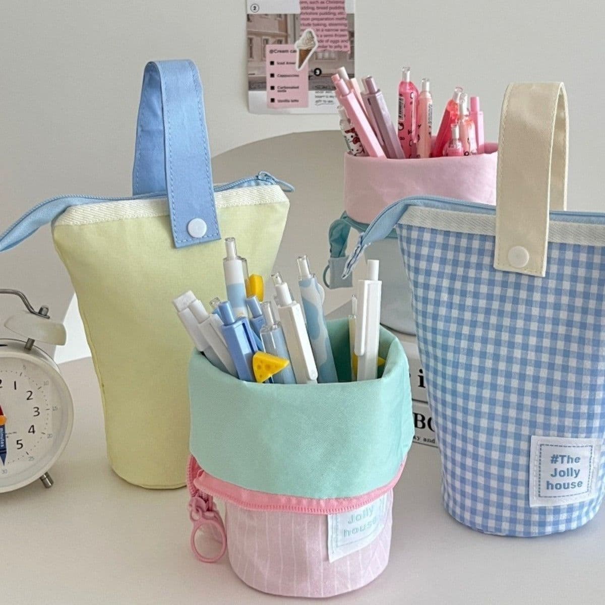 image-Foldable Standing Pencil Pen Case With Compartments Large Capacity Pencil Pouch Bag School Aesthetic Supplies For Girls Boys Adults