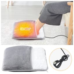 image-Winter Electric Foot Heating Pad USB Charging Soft Plush Washable Foot Warmer Heater Improve Sleeping Household Foot Warming Mat Electric Foot Warmer With Dual-Sided Heating Elements