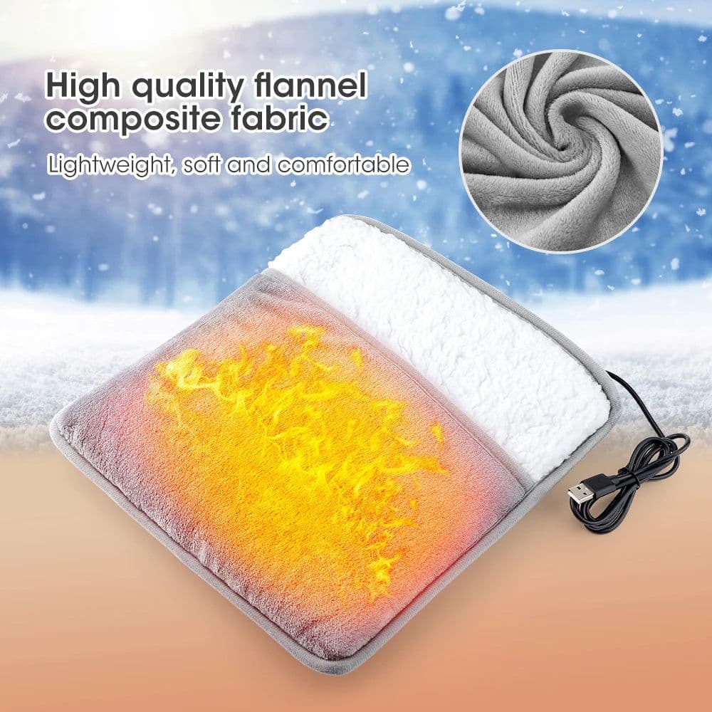 image-Winter Electric Foot Heating Pad USB Charging Soft Plush Washable Foot Warmer Heater Improve Sleeping Household Foot Warming Mat Electric Foot Warmer With Dual-Sided Heating Elements
