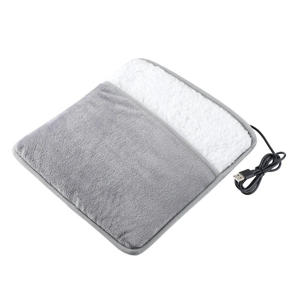 image-Winter Electric Foot Heating Pad USB Charging Soft Plush Washable Foot Warmer Heater Improve Sleeping Household Foot Warming Mat Electric Foot Warmer With Dual-Sided Heating Elements