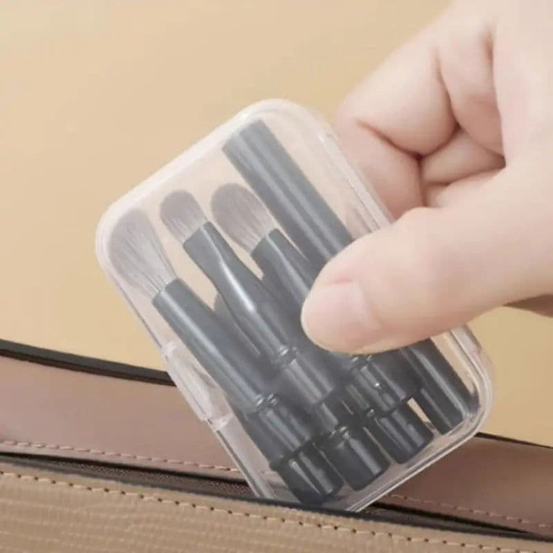 image-6Pcs Mini Travel Makeup Brushes Set With Box Portable Cosmetic Powder Foundation Blush Blending Concealer Make Up Brushes Set