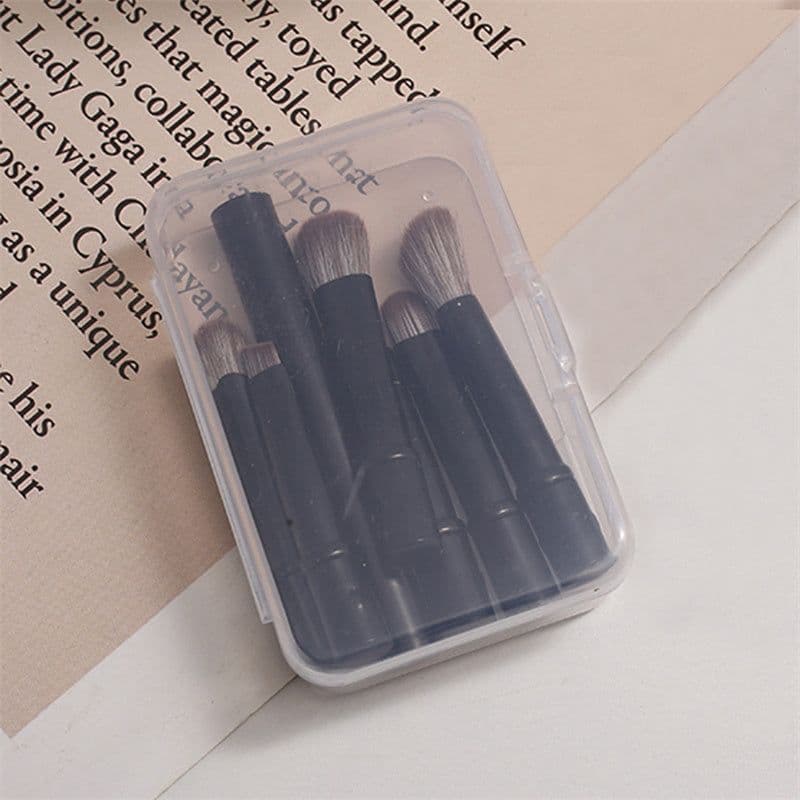 image-6Pcs Mini Travel Makeup Brushes Set With Box Portable Cosmetic Powder Foundation Blush Blending Concealer Make Up Brushes Set
