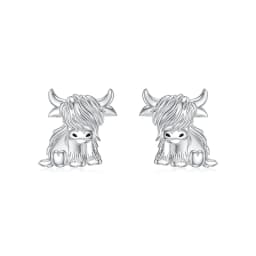 image-Highland Cow Earrings 925 Sterling Silver Cow Studs Earrings Highland Cow Jewelry Gifts