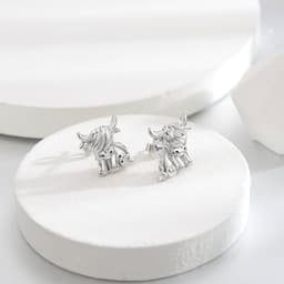 image-Highland Cow Earrings 925 Sterling Silver Cow Studs Earrings Highland Cow Jewelry Gifts