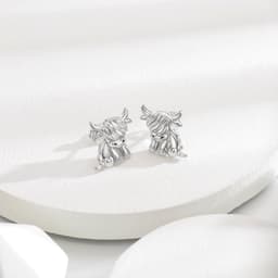 image-Highland Cow Earrings 925 Sterling Silver Cow Studs Earrings Highland Cow Jewelry Gifts