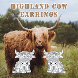 image-Highland Cow Earrings 925 Sterling Silver Cow Studs Earrings Highland Cow Jewelry Gifts