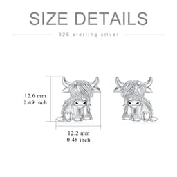 image-Highland Cow Earrings 925 Sterling Silver Cow Studs Earrings Highland Cow Jewelry Gifts