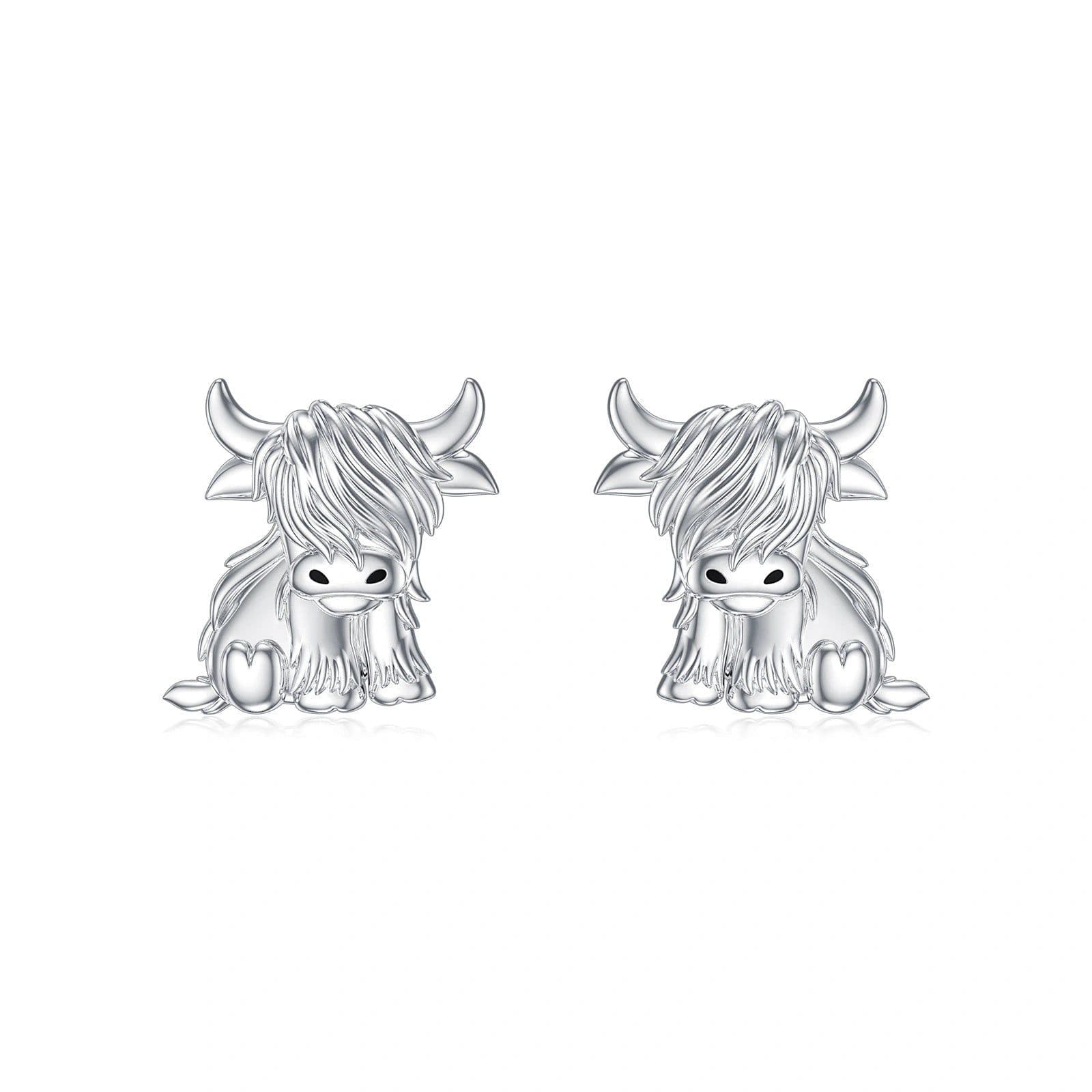 image-Highland Cow Earrings 925 Sterling Silver Cow Studs Earrings Highland Cow Jewelry Gifts