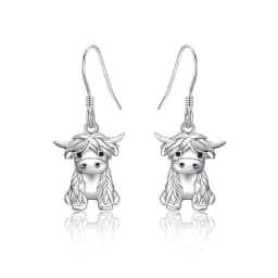 image-925 Sterling Silver Highland Cow Necklace Cow Earrings Cow Jewelry