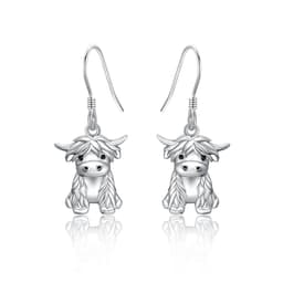 image-925 Sterling Silver Highland Cow Necklace Cow Earrings Cow Jewelry