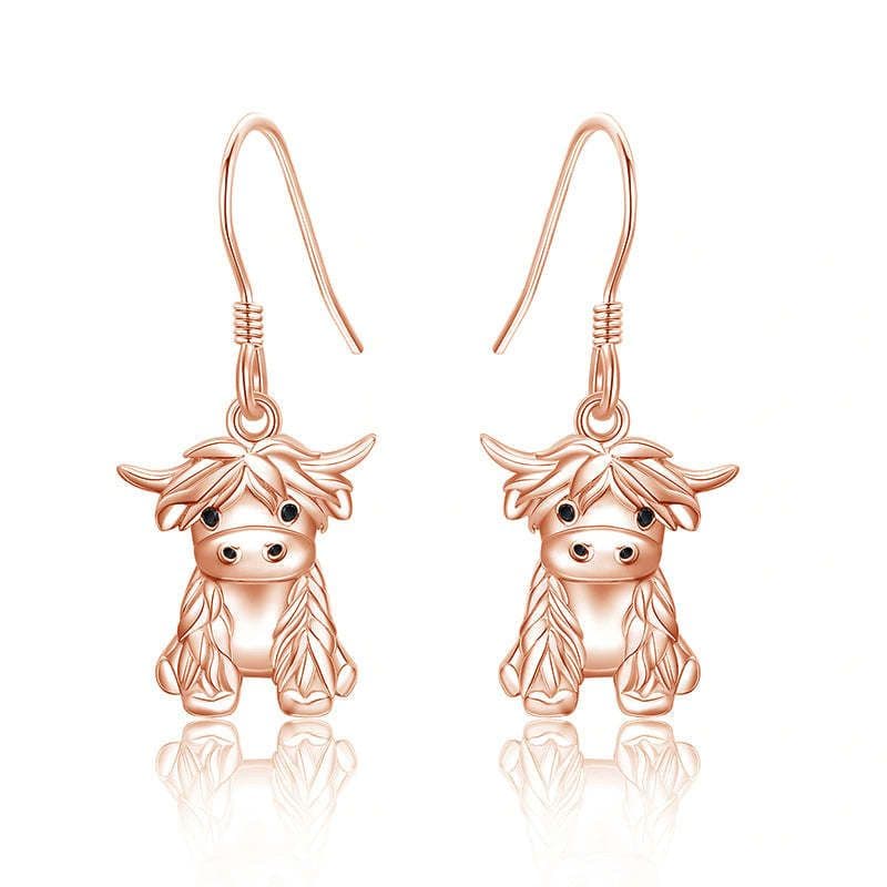image-925 Sterling Silver Highland Cow Necklace Cow Earrings Cow Jewelry