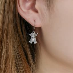 image-925 Sterling Silver Highland Cow Necklace Cow Earrings Cow Jewelry
