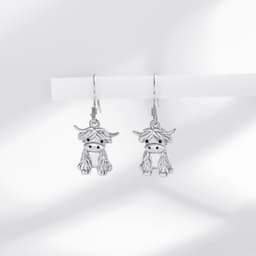 image-925 Sterling Silver Highland Cow Necklace Cow Earrings Cow Jewelry