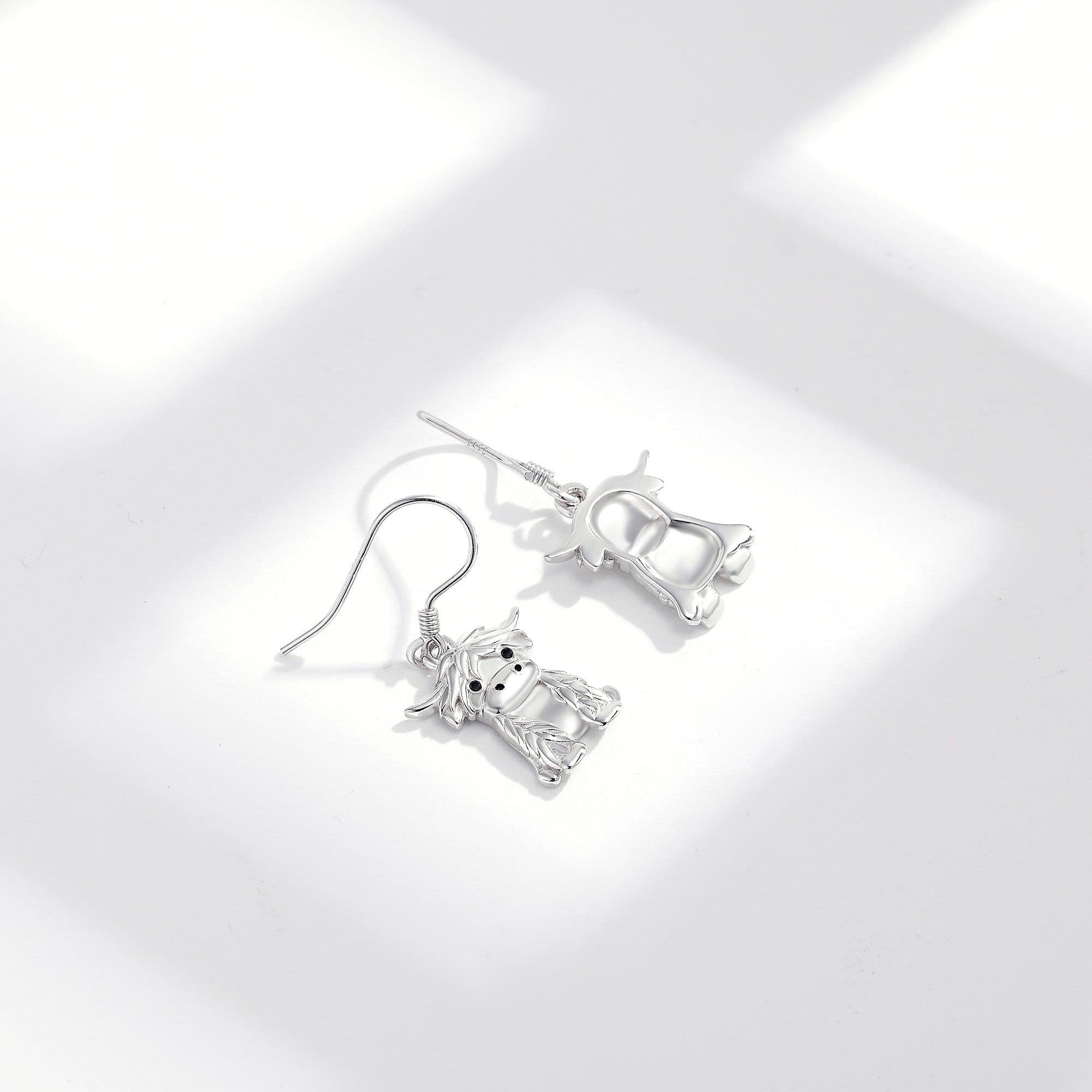 image-925 Sterling Silver Highland Cow Necklace Cow Earrings Cow Jewelry