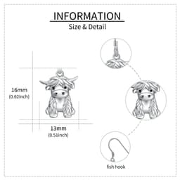 image-925 Sterling Silver Highland Cow Necklace Cow Earrings Cow Jewelry