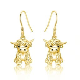 image-925 Sterling Silver Highland Cow Necklace Cow Earrings Cow Jewelry