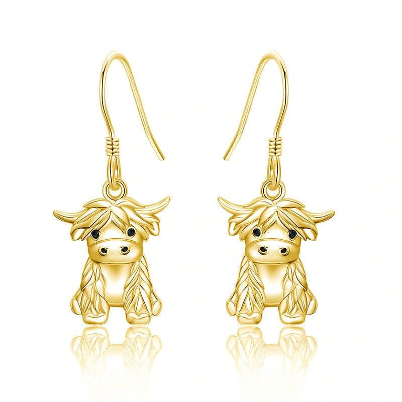 image-925 Sterling Silver Highland Cow Necklace Cow Earrings Cow Jewelry