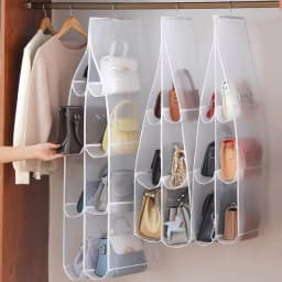 image-Hanging Handbag Storage Bag With 8 Pocket Wardrobe Closet Transparent Organizer Dust-proof Cover For Household Sundry Shoe Bag