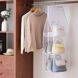 image-Hanging Handbag Storage Bag With 8 Pocket Wardrobe Closet Transparent Organizer Dust-proof Cover For Household Sundry Shoe Bag
